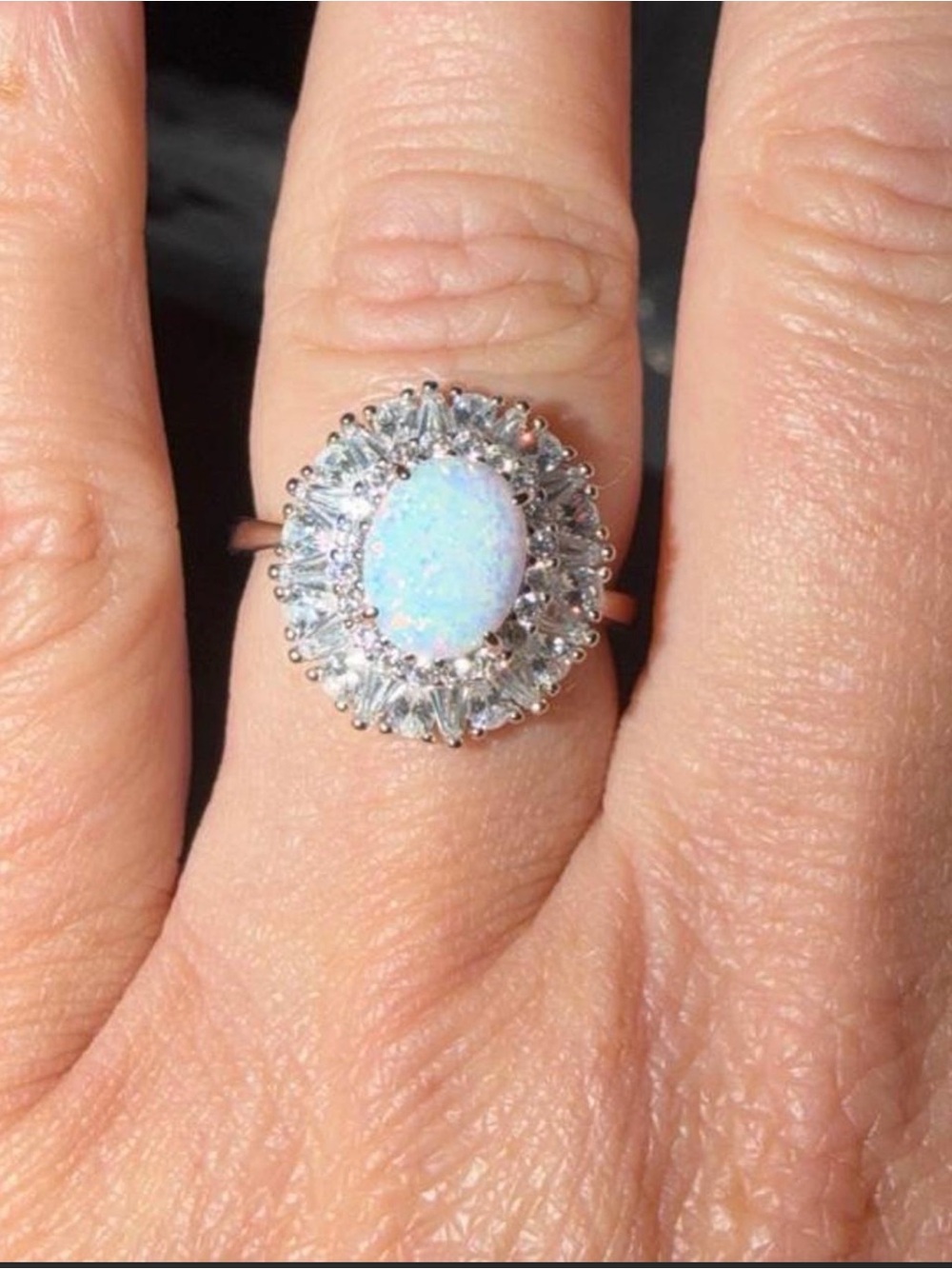 Opal Halo Ring Size 8 NWT